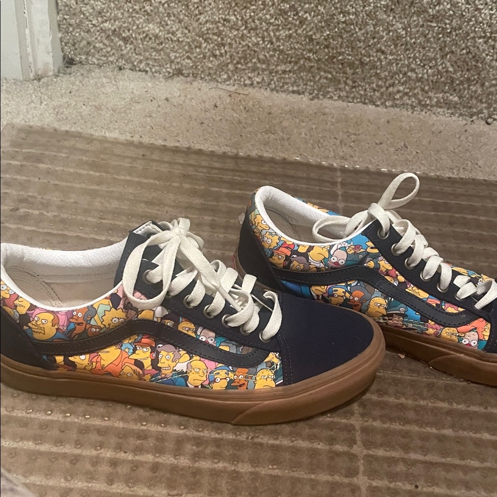 Vans Cartoon Print Sneakers - Navy and Brown